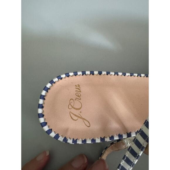 J.Crew Slingback Flats Striped Blue and White Women’s Size 10 Leather Lining - Picture 6 of 8